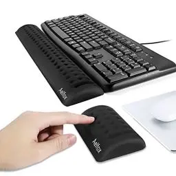 Produktbild: Aelfox Memory-Schaumstoff-Tastatur-Handgelenkauflage und Maus-Handgelenkauflage, ergonomisches Design, Armlehne für Schreibtischzubehör im Heimbüro, Schule (schwarz)