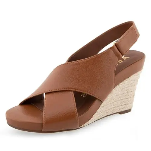 Produktbild: Aerosoles Damen Payton Keilsandale, Hellbraunes PU-Leder, 41 EU Weit