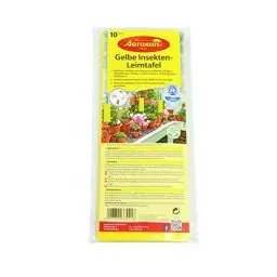 Produktbild: AEROXON Gelbe Insekten Leimtafel - 10 Stück Set - 10x25cm Größe - wirkt gegen weiße Fliegen, Minierfliegen, Thripsen, Trauermücken und Fliegende Blattläuse