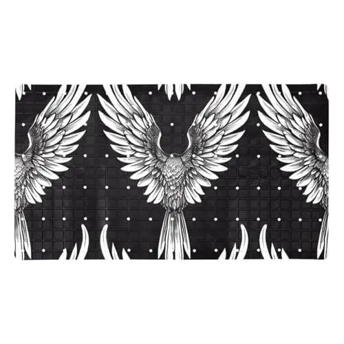 Produktbild: Aesthetic Angel Wings Premium rutschfeste Badewannenmatte, schnell trocknend und extra lang, ideal für Erwachsene Frauen, PVC-Material mit Saugnäpfen und Abflusslöchern