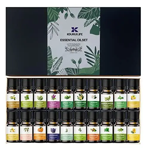 Produktbild: Ätherische Öle Set, 20 x 10 ml Duftöle , 100% Ätherische Öle Naturrein Vanille, Aromatherapie , Jasmin Öle, für Diffuser, Luftbefeuchter, Kerzenherstellung, Geschenkset (20)
