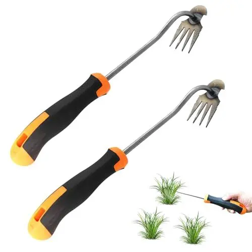 Produktbild: AEUZWR 2 Stück Gartenarbeit Hand Unkrautstecher, Edelstahl Unkrautstecher Gartengeräte, Manueller Unkrautjäter, Gartenwerkzeug, Unkraut Entferner Gerät, Gartenrechen Unkrautjäter