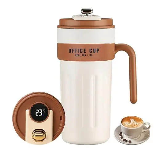 Produktbild: Afenau 650ml Kaffeebecher Thermo Mit Henkel und Deckel - Tragbarer Smart Becher Mit Temperaturanzeige für Outdoor, Büro, Reisen