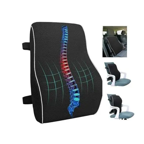 Produktbild: Rückenkissen Stuhl, Rückenkissen für Bürostuhl, Lendenwirbelstützkissen für Bürostuhl, Ergonomisches Rückenkissen aus Memory Foam, 2025 Upgrated Autositz-Rückenkissen Lendenkissen Auto Geschenk