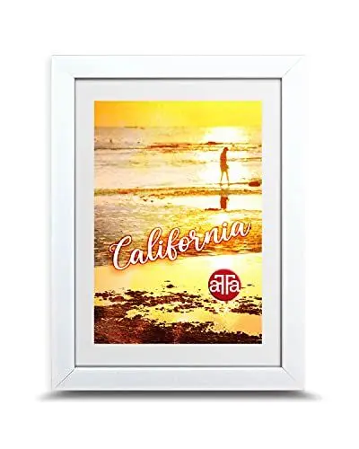 Produktbild: aFFa frames California, Bilderrahmen Kunststoff, photo frame, Fotorahmen mit Acrylglas, HDF-Hintergrund, weiß bilderrahmen 18x24 cm