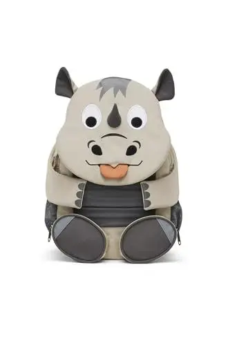 Produktbild: Affenzahn Großer Freund Kindergartenrucksack mit Nashorn-Motiv aus Recyceltem Material in der Farbe Grau, Maße: 20cm x 12cm x 31cm, AFZ-FAL-001-047