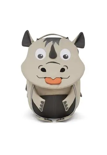 Produktbild: Affenzahn Kleiner Freund Kindergarten-Rucksack für 1-3 Jährige Ergonomisch Reflektierend Ziehzunge mit Namensschild Nashorn - Beige