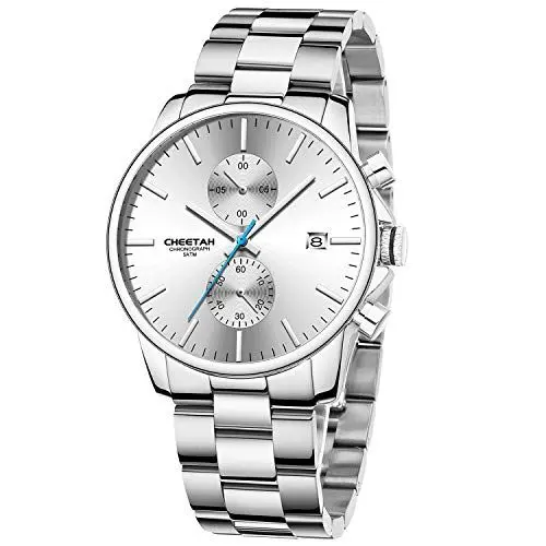 Produktbild: Affute Uhren Herren mit lässiger wasserdichter Chronographen Quarzuhr aus Edelstahl und Metall, Auto Date in farbenfrohen Zeigern