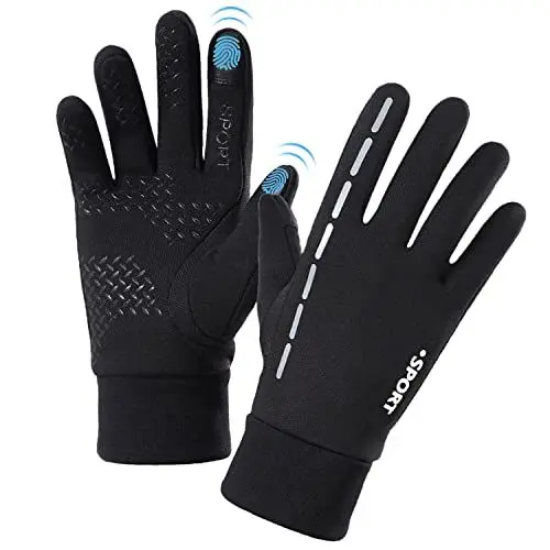 Produktbild: AFIT Winterhandschuhe Winddicht Vollfinger Touchscreen Handschuhe Warme Handschuhe Anti-Rutsch Sporthandschuhe Wasserdicht Fahrradhandschuhe Laufhandschuhe, Klettern für Herren Damen (Schwarz, M)