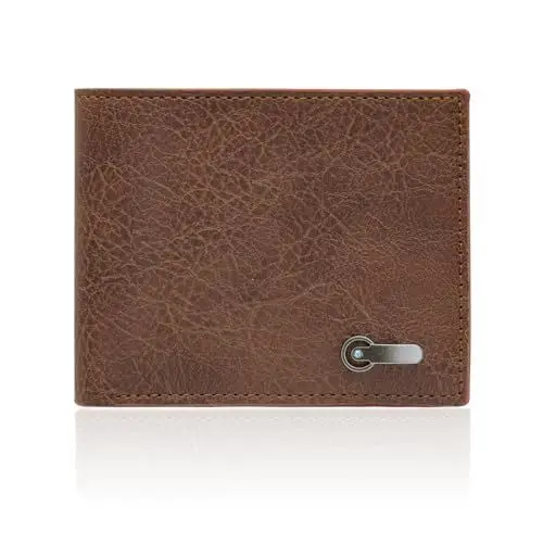 Produktbild: AfitLulu Bifold Geldbörse Herren Portmonee Schlank Geldbeutel, Leder Karten Portemonnaie Klein Brieftasche mit 3 Kartenschlitze, 2 Geldschlitze und 1ID-Fenster (Braun)