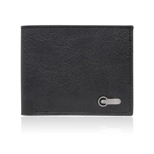Produktbild: AfitLulu Bifold Geldbörse Herren Portmonee Schlank Geldbeutel, Leder Karten Portemonnaie Klein Brieftasche mit 3 Kartenschlitze, 2 Geldschlitze und 1ID-Fenster (Schwarz)