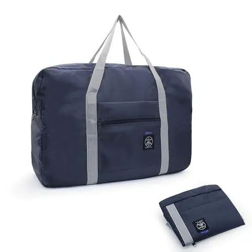 Produktbild: AfitLulu Reisetasche Groß Duffle Bag Faltbar Reisetaschen Weekender Damen Groß mit Rollen Legen Sie es Auf Den Koffer, Sporttasche Damen Licht Gym Tasche Herren Damen für Fitness Reise (blau)