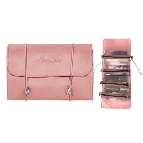 Produktbild: Afitlulu Kulturtaschen Damen Kosmetiktasche, Kulturbeutel zum Hängen 4 in 1 Abnehmbare und Faltbar Schminktasche Reise Make-up-Tasche Organizer Transparentes Netz für Reisen (Rosa)