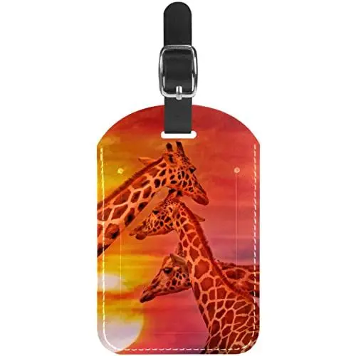 Produktbild: Afrika-Tier-Giraffe und Sonnenuntergang, 1er-Pack Gepäckanhänger für Koffer, Namens- und Adressetiketten, Kofferanhänger für Männer und Frauen auf Reisen