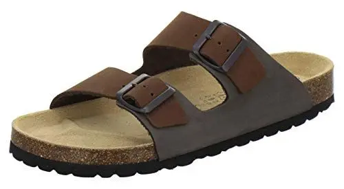 Produktbild: AFS-Schuhe 3100 Bequeme Pantoletten für Herren Leder, Hausschuhe Arbeitsschuhe, Made in Germany (48 EU, Braun/Mocca)