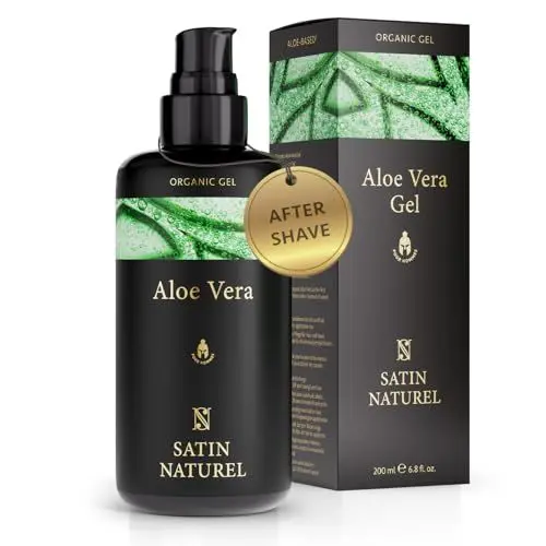 Produktbild: Satin Naturel - After Shave Balsam Herren 200ml - BIO Aloe Vera Gel + Hyaluron - Für die optimale Männer Pflege & Beruhigung der Haut - Gesichtspflege Männer - Das Beste der Aloe Vera Pflanze