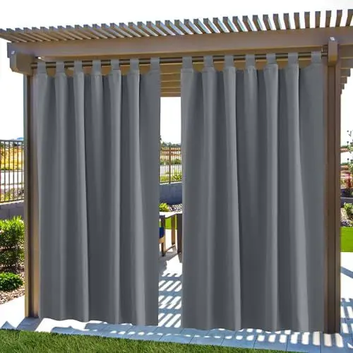 Produktbild: AFXXE Outdoor Vorhang Wetterfest und Sonnenschutz, Wasserdicht 132x215cm, Klettverschluss Geeignet für Fenster, Pavillons und Balkone (Grau x1 Stück)