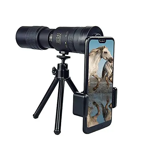 Produktbild: AGAATI Monokular-Teleskop 4K 10–300 x 40 mm Zoom-Monokular-Teleskop, Hochleistungs-HD-Monokular mit Smartphone-Halterung und Stativ für Wandern, Camping