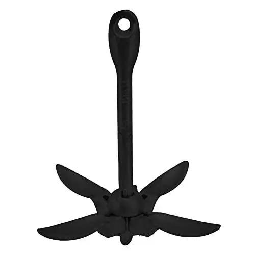 Produktbild: Agatige Faltbarer Kajak-Anker, kleines Bootsanker-Zubehör mit 4 Fluken, Enteranker zum Angeln, Kajak, Paddelbrett, Kanu, Jetski (schwarz (Kohlenstoffstahl))