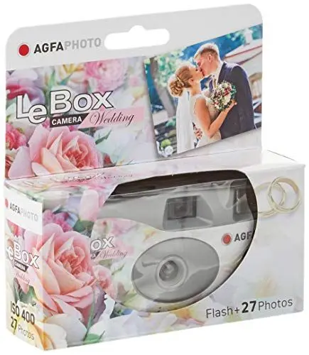 Produktbild: AGFA Photo 601025 - LeBox Wedding Einwegkamera, 27 Fotos, 31 mm optisches Objektiv - Grau