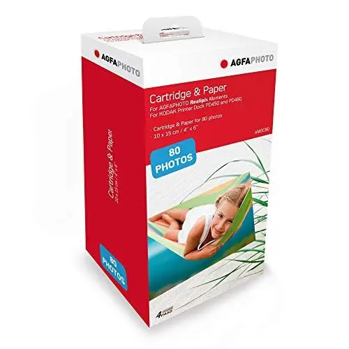 Produktbild: AGFA Photo - Kartusche und Papier, 40 Fotos, Format 10 x 15 cm, AMOC, kompatibel mit AGFA Photo Realipix Moments und Kodak PD450, PD480 und PD450WIFI 80