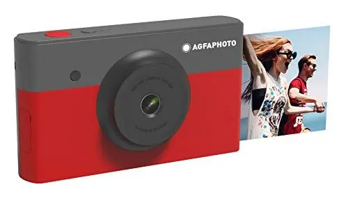 Produktbild: AgfaPhoto AGFA Foto, Realipix Mini S – Sofortbildkamera (Foto 5,3 x 8,6 cm – 2,1 x 3,4 Zoll, 10 MP, LCD-Display 1,7 Zoll, Bluetooth, Lithium-Akku, Thermosublimation 4-Pass) Schwarz & Rot
