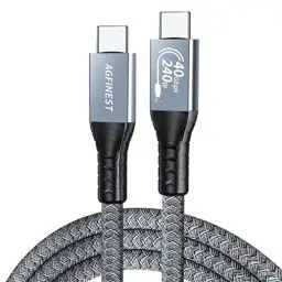 Produktbild: AGFINEST 240W USB4 Kabel für Thunderbolt 4 Kabel, Zertifizierte 40Gbps Datensynchronisation, 8K@60Hz 4K@144Hz HDR USB C Kabel für iPhone16 MacBook M1 M2, iPad, SSD, Docking Station (Gerade, 0.5M)