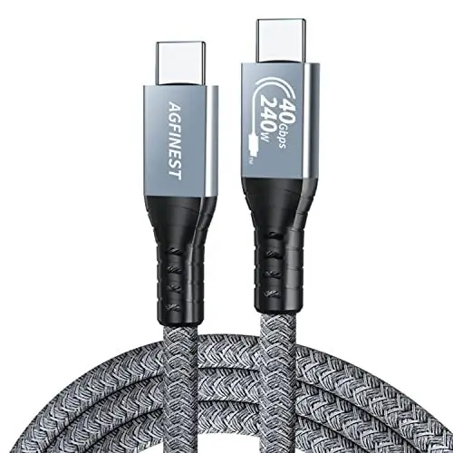 Produktbild: AGFINEST 240W USB4 Kabel für Thunderbolt 4 Kabel, Zertifizierte 40Gbps Datensynchronisation, 8K@60Hz 4K@144Hz HDR USB C Kabel für iPhone16 MacBook M1 M2, iPad, SSD, Docking Station (Gerade, 0.5M)