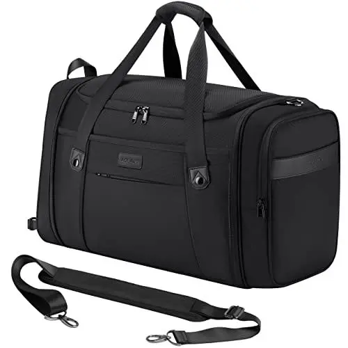 Produktbild: AGLAUS Tourenne 45L Reisetasche, faltbar, Weekender, Sporttasche, Handgepäck mit Schuhfach, strapazierfähiges Nylon, Schwarz