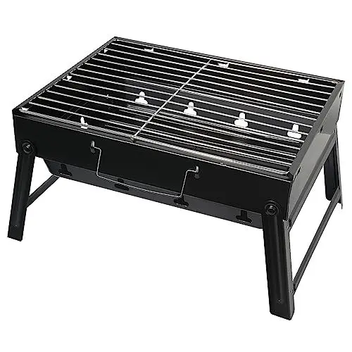 Produktbild: AGM Holzkohlegrill Picknickgrill Edelstahl Kleiner Grill Portable Campinggrill Abnehmbare BBQ Grills für Outdoor Garten Party