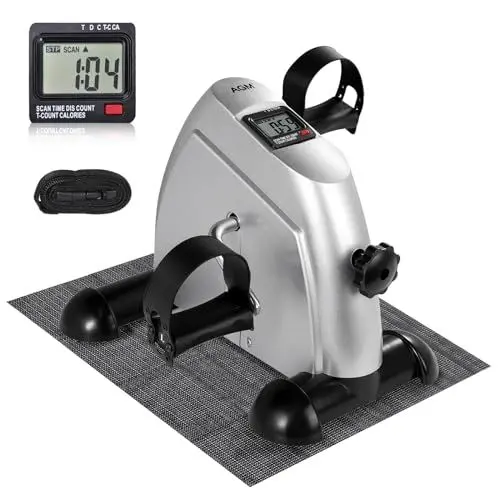 Produktbild: AGM Mini Fitnessbike für zuhause, Arm und Beintrainer Heimtrainer, Sportgerät Mini Bike, Hometrainer Mini Fahrrad Bewegungstrainer Fitnessgerät für Zuhause Büro - Silver