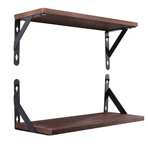 Produktbild: AGM Wandregal 2er Set, Schweberegale 42.5cm x 15cm Hängeregal rustikales Holz Regal Wand Dekor, Funktionales Regal für Küche Büro Badezimmer Schlafzimmer Wohnzimmer Waschküche