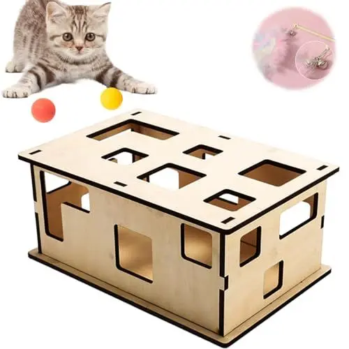 Produktbild: AGOISET Interaktives katzenspielzeug Anzug, Katzen Spielzeug intelligenzspielzeug für Katzen, cat Toys interessant Katzenstock Katzenball pfotenjagd katzenspielzeug, Hochwertiges Holz aus dem Wald