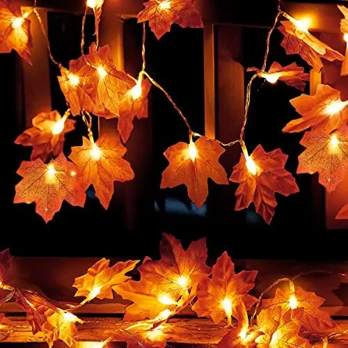 Produktbild: AGOTD Ahornblatt Lichterketten, 3M 20 LED Herbst Ahornblatt Girlande Lichtern Blättergirlande für Halloween Innen Party Hochzeit Weihnachten Erntedankfest Tischdeko