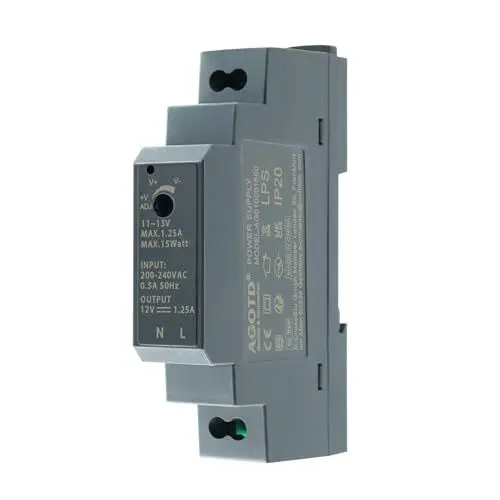 Produktbild: AGOTD Hutschienen Netzteil 15W, 12V, 1,25 A DIN Schienen Transformator, DIN-Schienen-Netzteil 12 V Trafo für Hutschienen