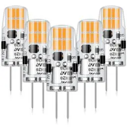 Produktbild: AGOTD LED G4 Lampen, 2W G4 LED Leuchtmittel Ersetzt für 20W Halogenlampen, 2700K warmweiss 296LM 12V AC/DC LED Birnen, Nicht Dimmbar Stiftsockellampe Glühbirnen, 5er Pack