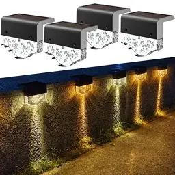Produktbild: AGOTD Solarlampen für Außen Garten, 4 Stück Wasserdichte Solar Lampe für Garten dekoration, Wandleuchte Solarleuchten mit 2 Modi Warmweiß Bernstein für Terrasse Garten Stufen Treppen Zäune
