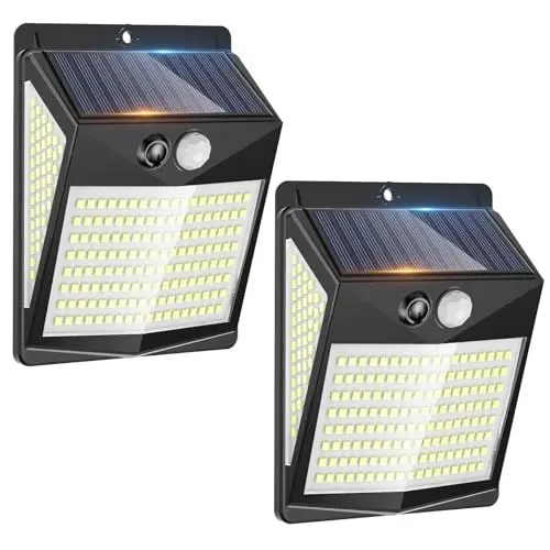 Produktbild: AGOTD Solarlampen für Außen mit Bewegungsmelder, Solar Außenleuchte mit Bewegungsmelder, 3 Modi IP65 Wasserdichte Wandleuchte Garten, 238 LED, 270° Abstrahlwinkel, 2 Stück