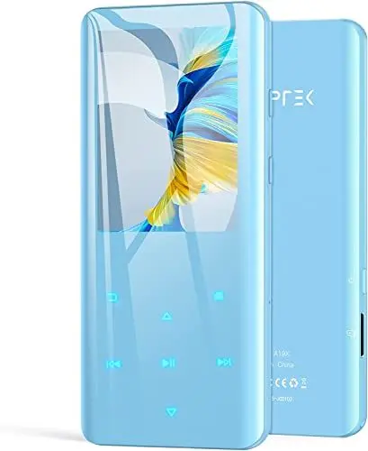 Produktbild: AGPTEK 32GB MP3 Player Bluetooth 5.0 mit 2,4 Zoll TFT Farbbildschirm, HiFi Musik Player mit Lautsprecher, Touch-Tasten, FM-Radio, E-Book, Aufnahme, Sleep Timer, Unterstützung bis zu 128 GB, Blau