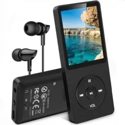 Produktbild: AGPTEK MP3 Player 32GB mit Lautsprecher, 70 Stunden Akkulaufzeit Kleiner und klassischer Sport MP3 mit 1,8 Zoll Bildschirm, FM-Radio, Aufnahme (Ohne Bluetooth), TF-Karte bis zu 128GB, Schwarz