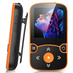 Produktbild: AGPTEK MP3 Player Bluetooth 5.0 Sport 32GB mit 1,5 Zoll TFT Farbbildschirm, Mini Musik Player mit Clip, Unterstützt bis 128GB TF Karte, mit unabhängiger Lautstärketaste, Orange