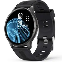 Produktbild: AGPTEK Smartwatch, 1,3 Zoll runde Armbanduhr mit personalisiertem Bildschirm, Musiksteuerung, Herzfrequenz, Schrittzähler, Kalorien, usw. IP68 Wasserdicht Fitness Tracker für iOS und Android, Schwarz