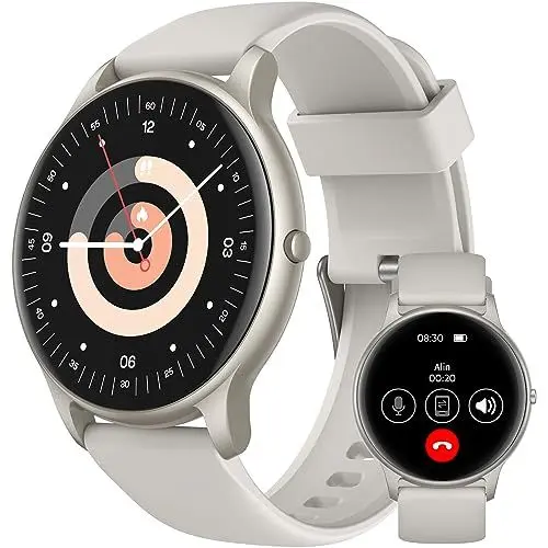 Produktbild: AGPTEK Smartwatch mit Telefonfunktion, Fitness Tracker Damen Herren, 1,3 Zoll Armbanduhr mit 100+ Sportmodi, Herzfrequenz, Schrittzähler, Schlafmonitor für iOS & Android Sternsilber