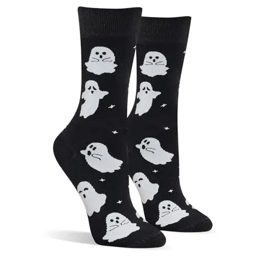 Produktbild: AGRIMONY Lustige Halloween Socken für Frauen Damen Teenager Mädchen Geist Gespenstisch Spaß Niedlich Verrückt deko Funky Crew Sockenn – Halloween-Geschenke Strümpfe kostüm