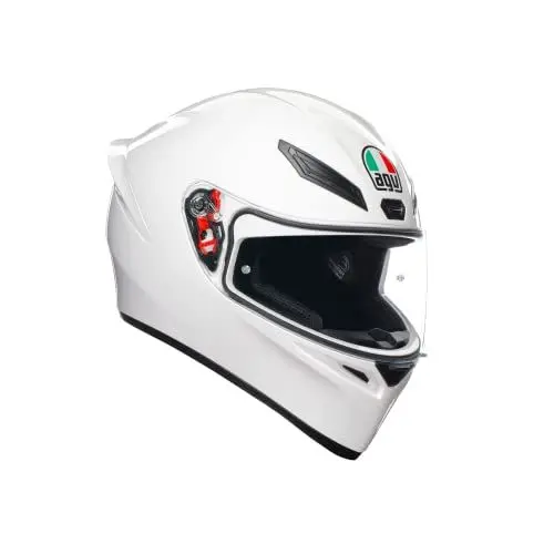 Produktbild: AGV - K1 S E2206 Motorrad Helm, Herren ECE Vollvisier Motorradhelm, Racing Style mit Aerodynamischem Spoiler, Kratzfestem Visier, 190° Sichtfeld, mit Intercom Ready, Weiß