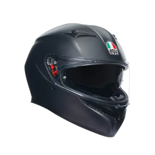 Produktbild: AGV - K3 E2206 MPLK Motorradhelm, Herren Integralhelm, ECE Vollvisierhelm mit Schweißabsorption, Spoiler, Lüftungsschlitzen und Kratzfestem UV-Visier, mit Intercom Ready, Schwarz