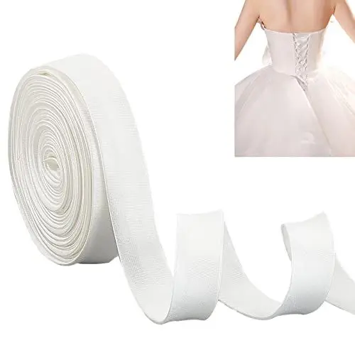 Produktbild: AHANDMAKER 137.8 Zoll Baumwollsatinband, Damen Tie Back Für Hochzeitsbrautkleid, Verstellbare Schnürung, Kleiderkordelrückseite Zum Ersatz von Reißverschlüssen Oder Knöpfen - Weiß