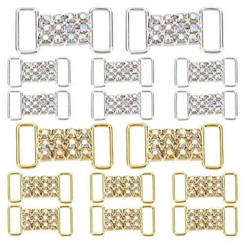 Produktbild: AHANDMAKER 16 Stück Strass Schnürsenkel Charms, Bling Schnürsenkel Schnallen Kristall Schuhschmuck Charms Sneakers Schnürsenkel Anhänger Für Sneaker Casual Sportschuh Bikini Zubehör, Silber & Golden