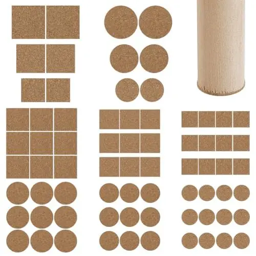 Produktbild: AHANDMAKER 220 Stück Korkpads 6 Stile Selbstklebende Kork Möbelpads Schützt Möbel Und Böden Schranktür Stoßfängerpunkte Für Schubladen Tischuntersetzer Homeoffice