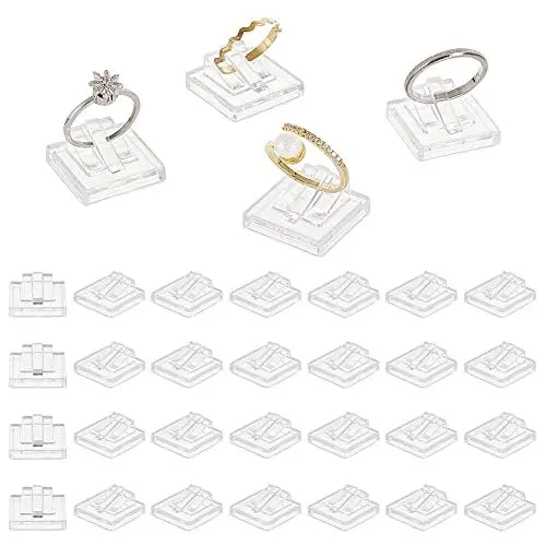 Produktbild: AHANDMAKER 30 Stück Ringhalter Aus Acryl, Transparente Ringvitrine, Ringblock Schmuck, Aufbewahrung, Organizer Für Ehering-Ausstellung Heim-Einzelhandelsgeschäft, Shows, Viereck